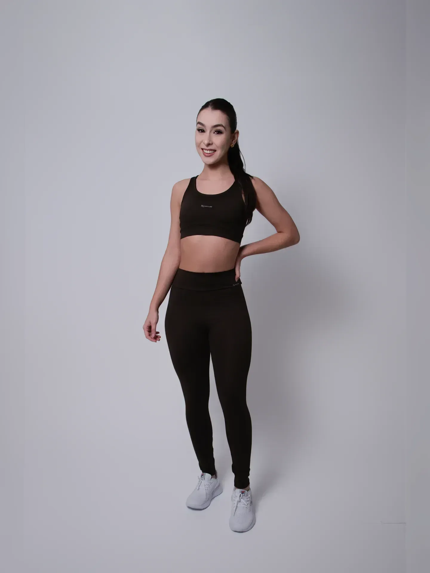 Conjunto Sculpt Legging NEVUÉR Marrom Café